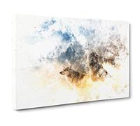 Wolves Howling In The Forest Watercolour Canvas Print | Gallery Wrapped 30mm Frame Wall Art | 24x16 inches | Ready to Hang | Modern Landscape Picture | Living Room Bedroom Lounge Office