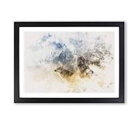 Wolves Howling in The Forest Watercolour Framed Print | A2 Black Framed Wall Art | Ready to Hang | Modern Landscape Picture | Living Room Bedroom Lounge Office