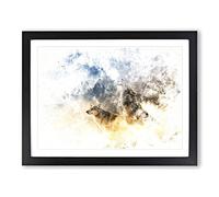 Wolves Howling In The Forest Watercolour Modern Framed Print | A2 Black Framed Wall Art | Ready to Hang | Modern Landscape Picture | Living Room Bedroom Lounge Office