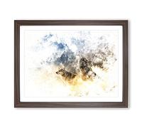 Wolves Howling In The Forest Watercolour Modern Framed Print | A4 Walnut Framed Wall Art | Ready to Hang | Modern Landscape Picture | Living Room Bedroom Lounge Office