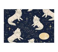 Wolves Howling Shine Stars Placemats Heat Resistant Washable Oxford Cloth Table Mats Set of 4 Home Kitchen Decoration, Easy to Clean