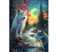 Wolves in A Forest at Night 300 Pcs Jigsaw Puzzle Bundle Wildlife Pet Family Puzzle Lovers Fun Family Game Mindful Activity Spring Eco Friendly Cardboard 300 PCS