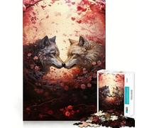 Wolves in Love Adult Jigsaw1000 Pieces Cognitive Train Game Tight Interlock No Gaps Calming Mental Break Activity (50x75cm)