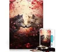 Wolves in Love Adult Jigsaw1000 Pieces Memory Skill Fun Stable Fit No Shifting Parts Compact Fun for Family Game Time (38x26cm)
