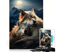 Wolves in Love Jigsaws 1000 Pieces for Adults Memory Boost Game Professional Grade Cutting Heartwarming Gathering Activity (38x26cm)