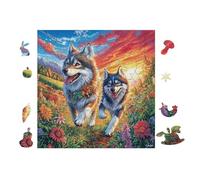 Wolves in Mountain Forest 100-piece Jigsaw Puzzle Set For Adults Teens 14+ Logic Skill Indoor Game Family Game Night Summer Durable Material 28x28cm