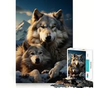 Wolves in Snowy Mountains Jigsaw Puzzle 1000 Piece Cognitive Fun Play Precise Interlock Structure Bonding Activity for Loved Ones (38x26cm)