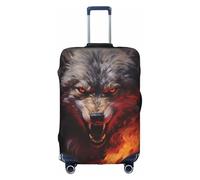 Wolves in The Flame Roar L Elastic Suitcase Protector Double Sided Zip Luggage Cover for Travel Business 18-32in