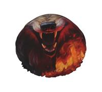 Wolves in the Flame Roar One Size Shower cap with double layer waterproof fabric, suitable for bathing and skin care