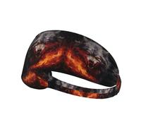 Wolves in The Flame Roar Printed Sports Headbands Wicking Hair Headwraps, Non-Slip Workout Headbands for Gym, Running, Yoga, Tennis