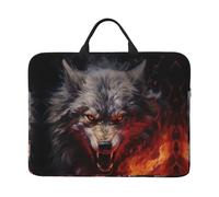 Wolves in the Flame Roar Prints 14-Inch Laptop Sleeve Waterproof And Shockproof Suitable For Office Work Business Trips And Daily Travel.