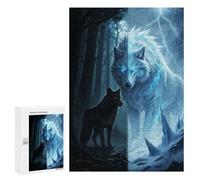 Wolves in The Forest Light And Dark Wooden Art Puzzle, 300 PCS - Year-End Present - to Assemble, Frame And Display