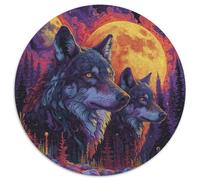 Wolves in The Moonlight 1000 Piece Jigsaw Puzzles Round Puzzle For Adults And Kids Creative Challenging & Educational Art 1000pcs (67.5x67.5cm)