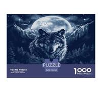 Wolves in The Moonlight 1000 Pieces Portable Jigsaw Puzzle Age 3+ Quirky, Abstract Design, Home Decoration, Educational, Challenging Puzzle Games 70x50cm/1000pcs