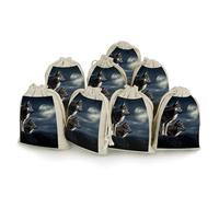 Wolves In The Moonlight 8 PCS Muslin Bags with Drawstring Sachet Bags Empty Small Cotton Drawstring Bag Muslin Reusable & Washable Cotton Bag for Herb Spice Candy Soap Jewelry Wedding Gift Pouches