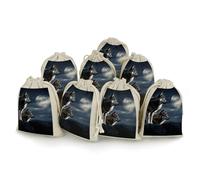 Wolves in The Moonlight 8 PCS Muslin Bags with Drawstring Sachet Bags Empty Small Cotton Drawstring Bag Muslin Reusable & Washable Cotton Bag for Herb Spice Candy Soap Jewelry Wedding Gift Pouches