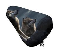 Wolves in The Moonlight Bike Seat Cushion, Waterproof Bicycle Seat Cover with Drawstring, Dustproof Protection Bike Seat for Outdoor Most Bicycles and E-Bikes, Mountain Road Bikes