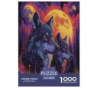 Wolves in The Moonlight Jigsaw Puzzles Puzzle for Adults Kids. 1000 Pieces Impossible Challenge Toy Educational Game Home Decoration for Adults& Kids Age 14 Years Up 38x26cm/1000pcs