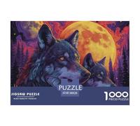 Wolves in The Moonlight Puzzle 1000 Piece Forest Puzzles Family Puzzle Game Have Fun Learning 100% Recycled Cardboard for Adults 38x26cm/1000pcs