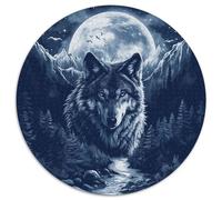 Wolves in The Moonlight Puzzle 1000Pc Jigsaw Round Jigsaws Adults Kids Puzzles Challenging Games Creative Geometric Presents Challenging And Brainteasing 1000pcs (67.5x67.5cm)