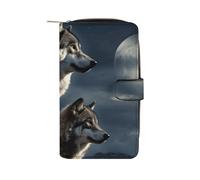 Wolves in The Moonlight Wallet for Men Women Large Capacity Purse Clutch Bag Handbag Checkbook Cash Credit Cards