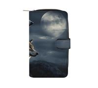 Wolves in The Moonlight Wallet Multifunctional Wallets for Men Compact Wallet Purse Passport Bag