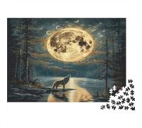 Wolves in The Moonlight Year in Pictures 1000 Piece with Clean Edges Jigsaw Puzzles As Dementia Friendly Activities for Concentration Games 70x50cm/1000pcs