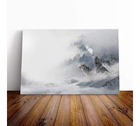 Wolves in The Winter Forest Landscape Canvas Print | Gallery Wrapped 30mm Frame Wall Art | 20x14 inches | Ready to Hang | Modern Landscape Picture | Living Room Bedroom Lounge Office