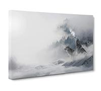 Wolves in the Winter Forest Landscape Canvas Print | Gallery Wrapped 30mm Frame Wall Art | 30x20 inches | Ready to Hang | Modern Landscape Picture | Living Room Bedroom Lounge Office