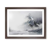 Wolves in the Winter Forest Landscape Modern Framed Print | A2 Walnut Framed Wall Art | Ready to Hang | Modern Landscape Picture | Living Room Bedroom Lounge Office