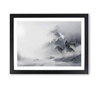 Wolves in the Winter Forest Landscape Modern Framed Print | A4 Black Framed Wall Art | Ready to Hang | Modern Landscape Picture | Living Room Bedroom Lounge Office