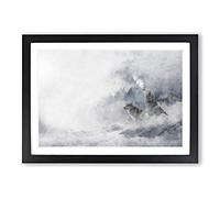 Wolves in Winter Painting Framed Print | A2 Black Framed Wall Art | Ready to Hang | Modern Landscape Picture | Living Room Bedroom Lounge Office