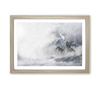 Wolves in Winter Painting Framed Print | A2 Oak Framed Wall Art | Ready to Hang | Modern Landscape Picture | Living Room Bedroom Lounge Office