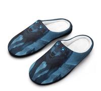 Wolves London Street Men's House Slippers Memory Foam Washable Cotton Slip on Home Shoes