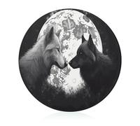 Wolves Love Under The Moon Wild Animal Butcher Block Heat-Resistant Round Chopping Boards Fashion Non-Slip Cutting Board Easy to Clean Tempered Glass Cutting Board for Kitchen Counter Decorative