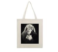 Wolves Love Under The Moon Wild Animal Canvas Tote Bag with Handles Extremely Sturdy Reusable Shopping Bag Lightweight Foldable Cotton Cloth Grocery Bags Magic Aesthetic Tote Bag for Women Travel