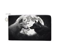 Wolves Love Under The Moon Wild Animal Coin Purse Zero Wallet with Zipper Canvas Coin Pouch Change Purse Pouch Coin Wallet Coin Bag