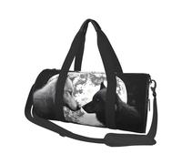 Wolves Love Under The Moon Wild Animal Duffle Bag for Women Men Personal Item Travel Bags Canvas Weekender Overnight Bag Lightweight Sports Tote Gym Bags Carry On Luggage Bag, Black, One Size