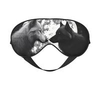 Wolves Love Under The Moon Wild Animal Eyes Sleep Mask Adjustable Strap Sleeping Eye Mask Light Blocking Blindfold Eye Sleep Shade Cover Bedtime Blackout Eyeshade for Yoga Nap Travel