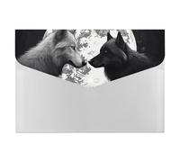 Wolves Love Under The Moon Wild Animal Folder with 6 Pack Plastic Envelopes with Snap Closure,Waterproof File Envelope for Paper Bill Receipt,Expanding File Folder Organizer for Home Office