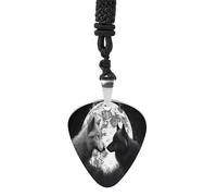 Wolves Love Under The Moon Wild Animal Guitar Pick Necklace Exquisite Titanium Steel Personalized Necklaces Cool Pendant Necklaces Fashion Guitar Pick Holder Necklace Unique Gifts for Adult