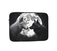 Wolves Love Under The Moon Wild Animal Laptop Bag 12 inch Business Briefcase Gifts for Men Women Water Resistant Laptop Sleeve Carry On Laptop Case Shockproof Protective Computer Bag Notebook Case