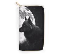 Wolves Love Under The Moon Wild Animal Leather Wallet, Bifold Stylish Wallets, Credit Card Holder for Passport Covers, Purse Passport Bag for Men Women