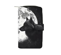 Wolves Love Under The Moon Wild Animal Leather Wallet,Multiple Card Slots Clip,Multi-Functional Slim Billfold For Men Women