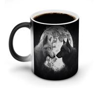 Wolves Love Under The Moon Wild Animal Morphing Mug 12 Oz Personalized Coffee Mugs Novelty Color Changing Mugs Funny Heat Sensitive Clue Mug Custom Double Sided Ceramic Cup for Men & Women Gifts