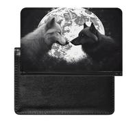 Wolves Love Under The Moon Wild Animal Passport Holder Cover Passport Cover Protector Essentials with Credit Card Slots Slim Travel Wallet Covers Documents Organizer Protector for Man&Women