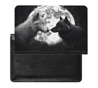 Wolves Love Under The Moon Wild Animal Passport Holder Vaccine Card Holder Travel Document Organizer Credit Card Organizer for Women/Men