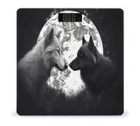 Wolves Love Under The Moon Wild Animal Scale for Body Weight LED Display Sturdy Tempered Glass Digital Bathroom Scale Anti-Slip Highly Accurate Digital Weighing Machine for People 400lb Capacity