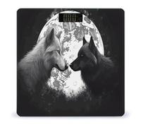 Wolves Love Under The Moon Wild Animal Scale with LCD Easy-to-Read Anti-Slip Weight Digital Bathroom Scale Precision Weighing Scales Sturdy Tempered Glass Body Weight Scales for Daily Use