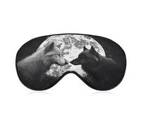 Wolves Love Under The Moon Wild Animal Sleep Mask,Adjustable Strap Sleeping Mask, Complete Light Blocking Sleep Shade Cover,Soft Breathable Comfortable Blindfold for Women and Men